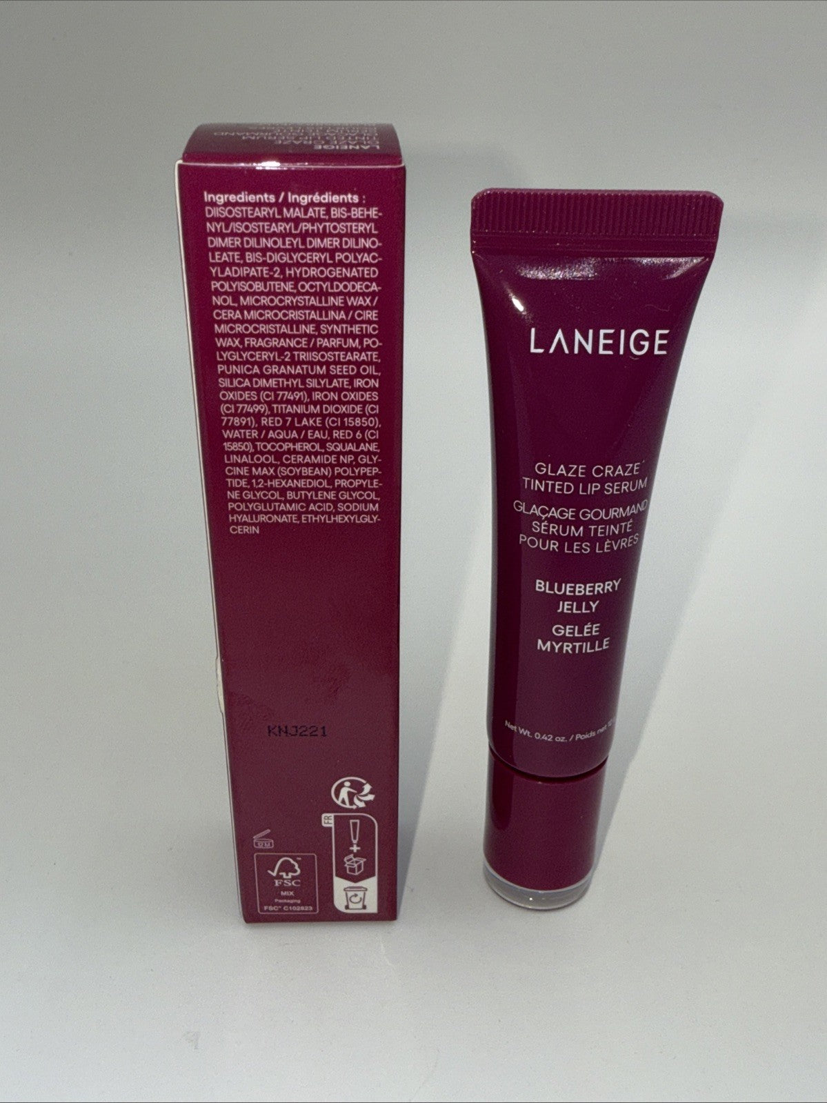 LANEIGE Glaze Craze Tinted Lip Serum BLUEBERRY JELLY/VIBRANT PURPLE- Full Size