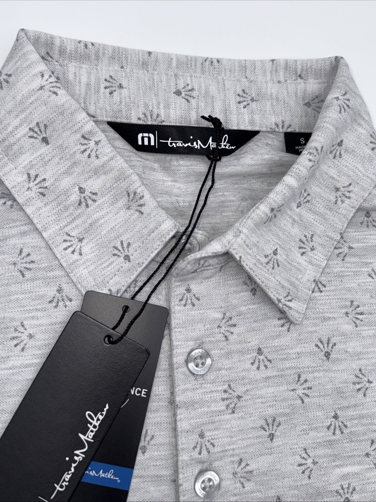 $95 Travis Mathew Men’s Tour Book Golf Polo Shirt-Light Grey - Small- New Tags