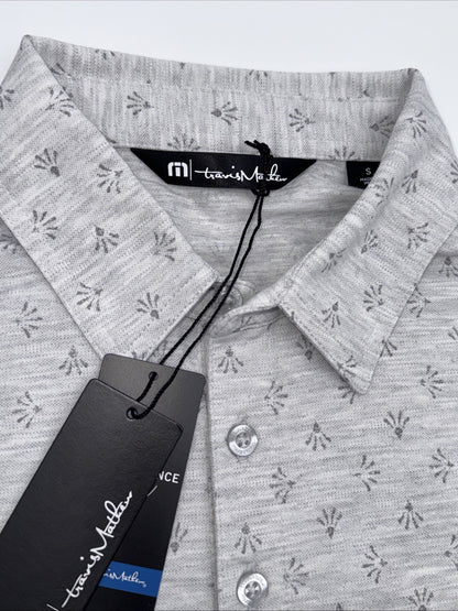 $95 Travis Mathew Men’s Tour Book Golf Polo Shirt-Light Grey - Small- New Tags