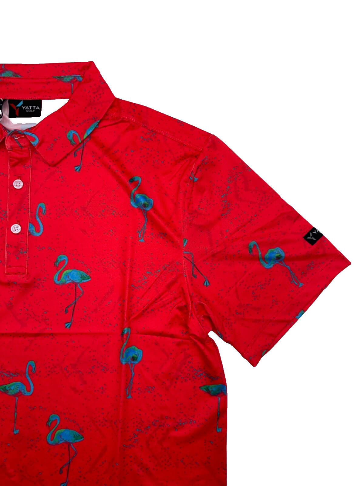 $50 YATTA GOLF Men’s Just Beachy Golf Polo - Red/Blue - Medium - New With Tags