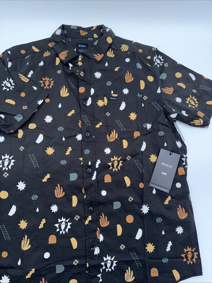 $66 RVCA Men’s ANYTIME S/S Button Shirt - PTK Brown -Size:  Medium - New Tag