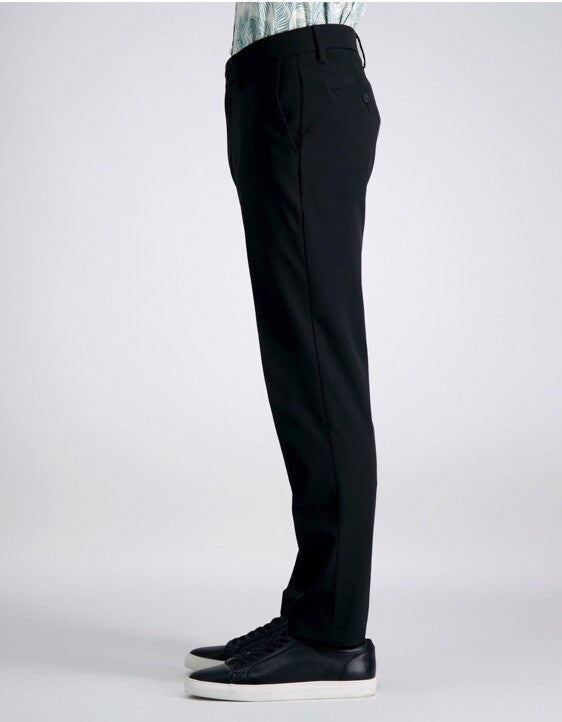 Haggar Men’s Cool Right Performance Flex Slim Fit Flat-Front Pants-Black-32Wx32L