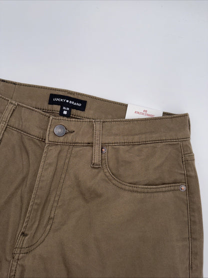 $99 Lucky Brand Men’s 410 Athletic Straight Five Pocket Pants-Bark-30W 30L- New