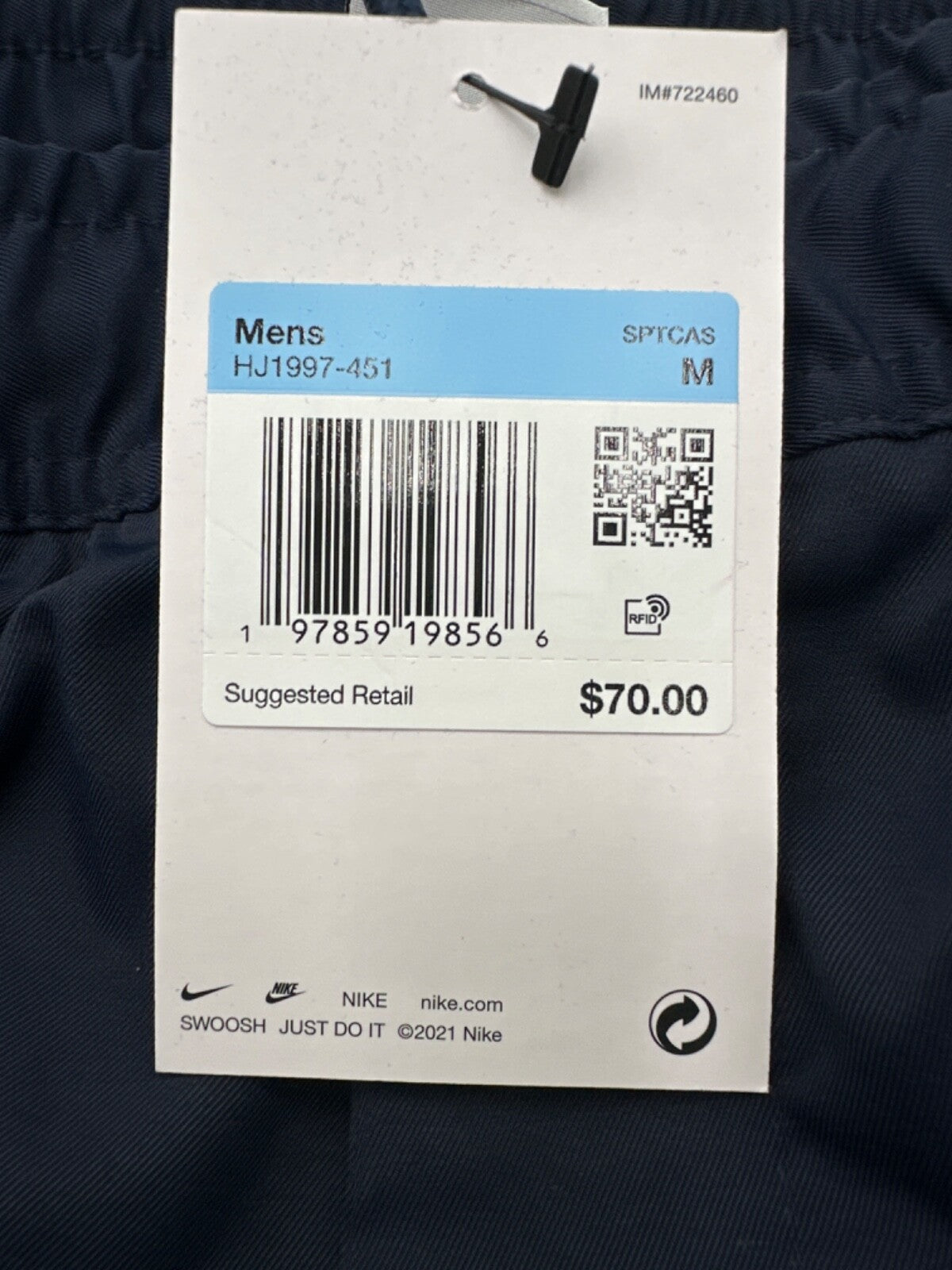 $70 Nike Men’s Tapered Elastic Waist Pants - Blue - Medium - New with tag