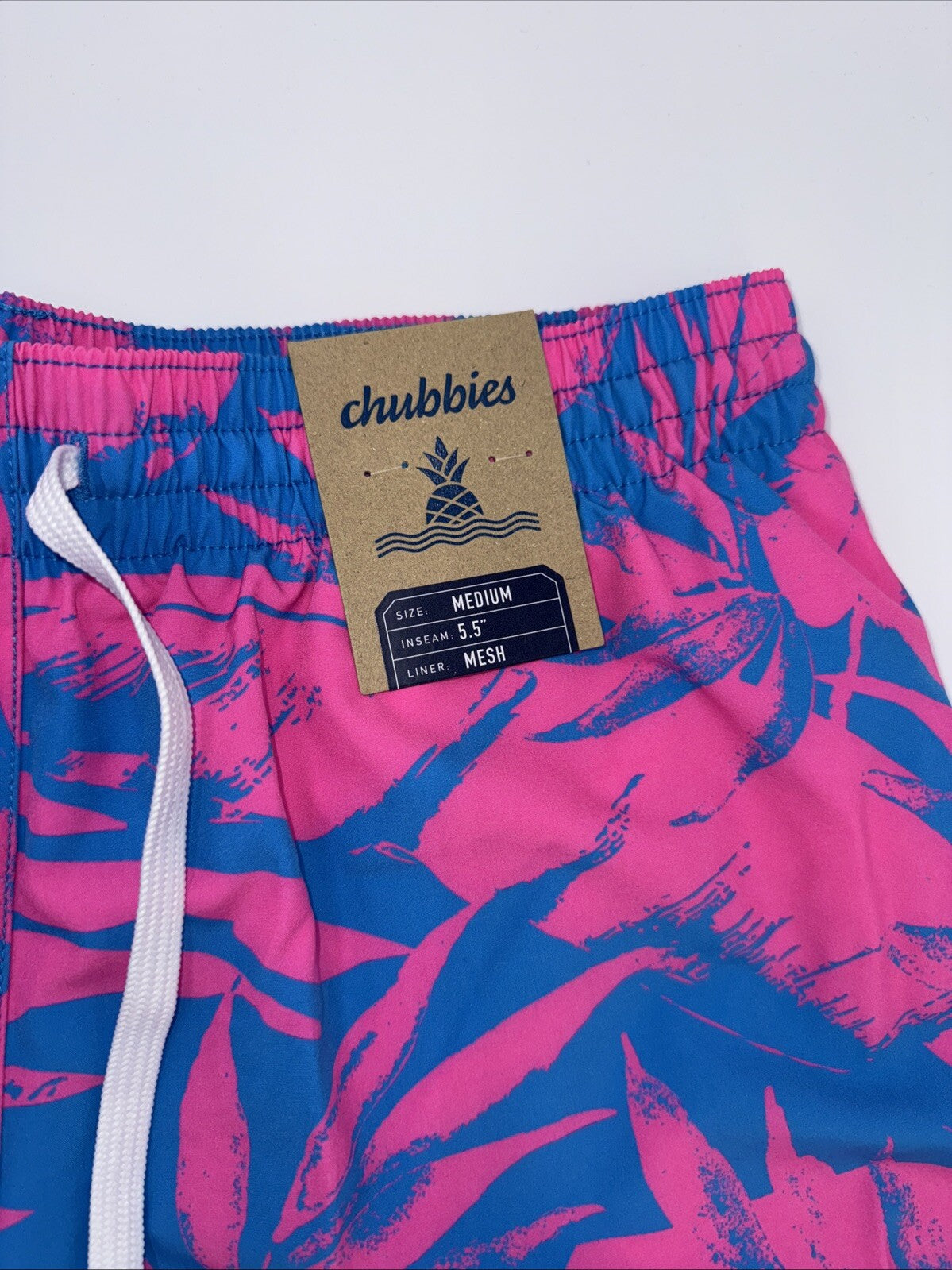 $70 Chubbies The Palm Springers 5.5" Inseam Swim Trunks-Pink/Blue- Large-New Tag