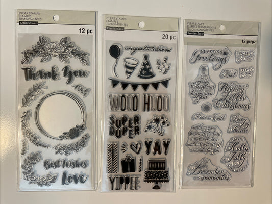 Lot Of 3 Recollections Poly Clear Photopolymer Stamps - Combo Lot