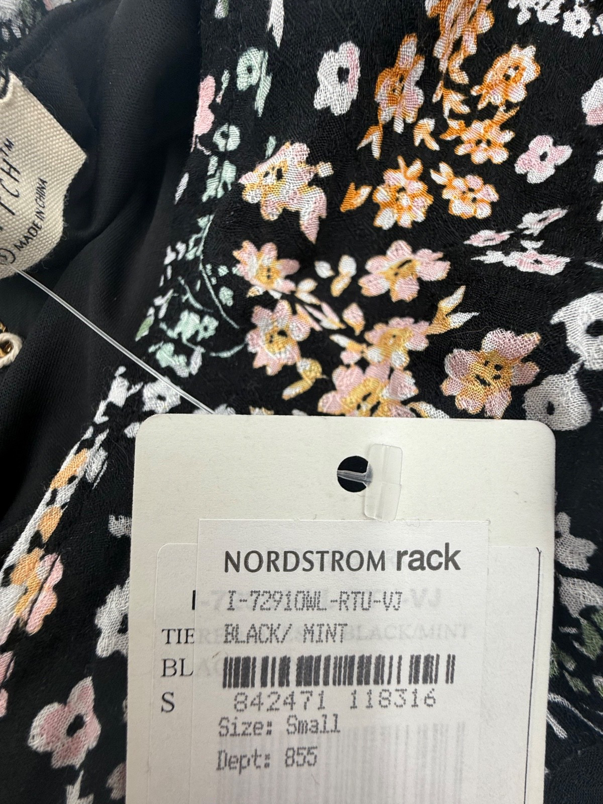$72 Lovestitch Women’s-Laurel Floral Mini Dress-Black-Small-New Tag