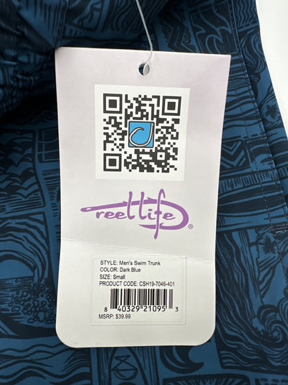 $40 Reel Life Men’s Lined Swim Trunk  6.5” - Dark Blue - Small - New with tag