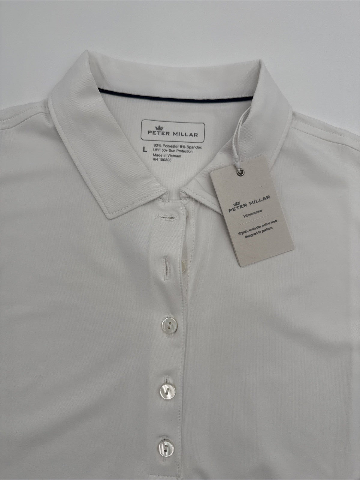 $69 Peter Millar Women’s Sleeveless Banded Polo Shirt - White - Large - New Tag