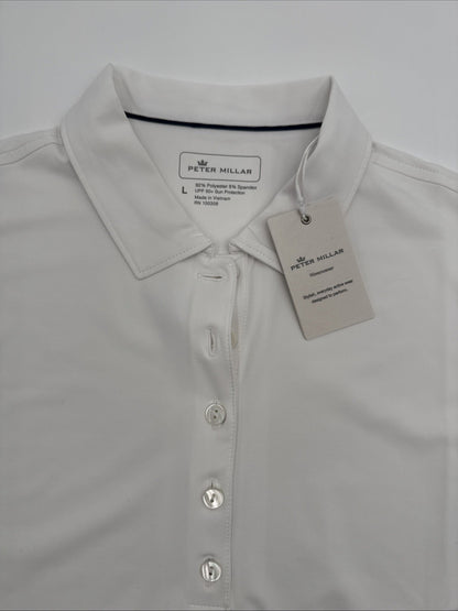 $69 Peter Millar Women’s Sleeveless Banded Polo Shirt - White - Large - New Tag