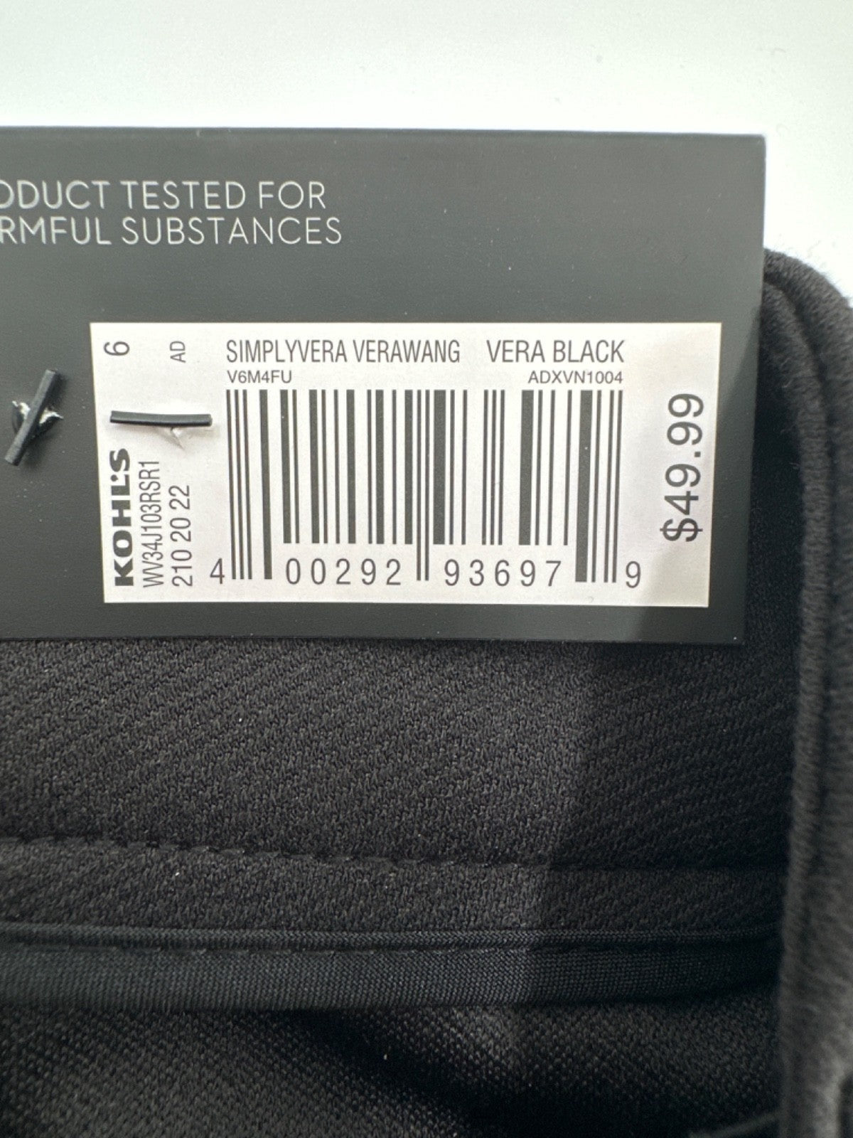 $50 Simply Vera Women’s High Rise Slim Straight Pants-Vera Black- Size 6 - New