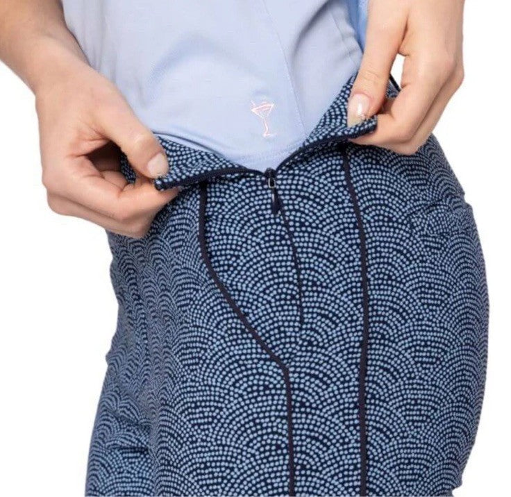 $164 Golftini Ankle Pant Side Stripes Golf Pants- Blue Swirl -Large -New Tags