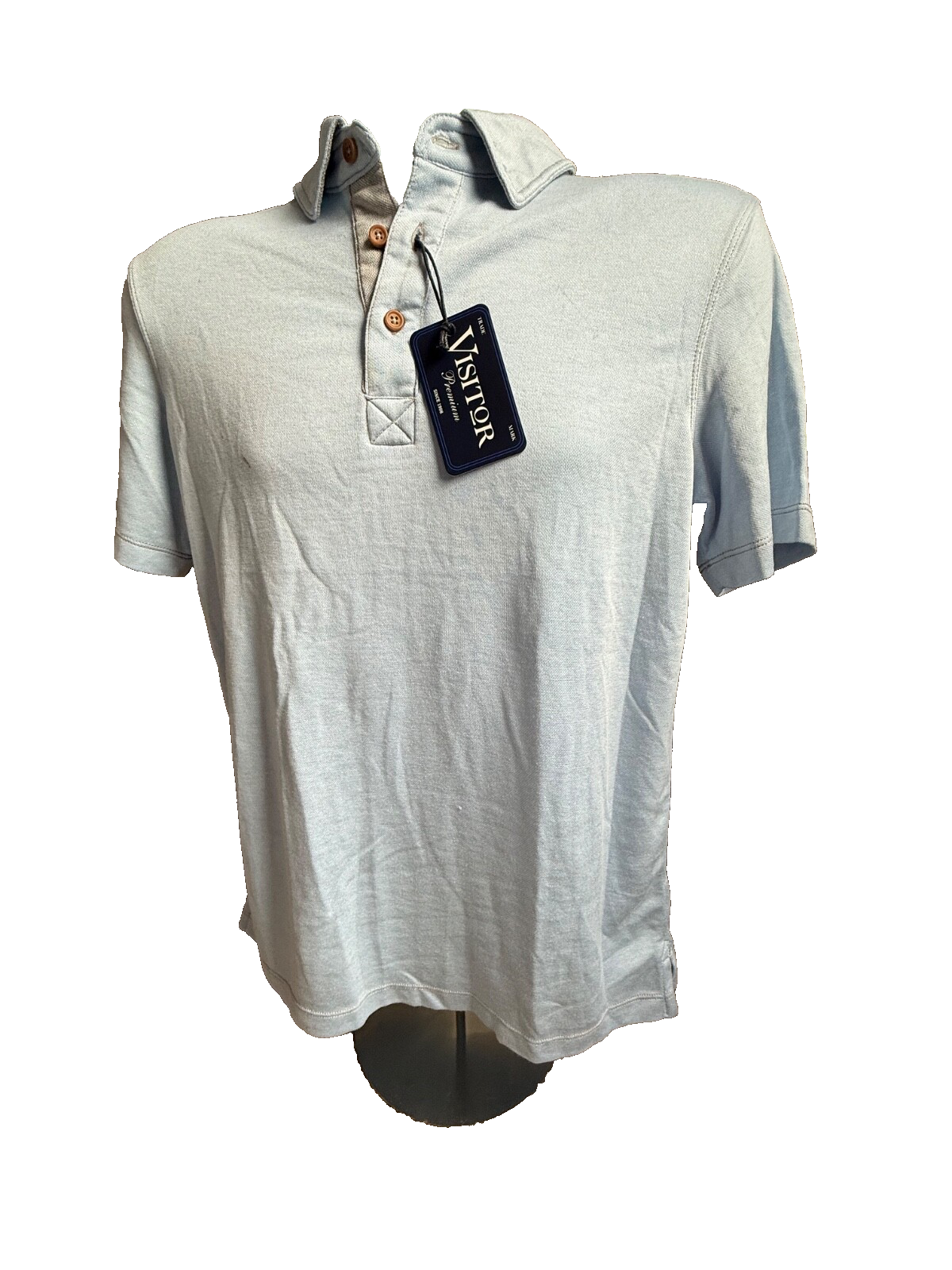 $79 Visitor Premium Men’s-Polo Shirt- Sky Blue- Small- New Tag