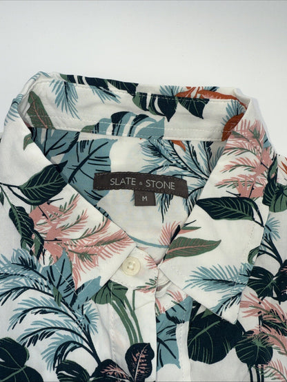 $128 Slate & Stone Tropical Floral Viscose Shirt Short Sleeve-Multicolor-Medium