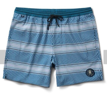 $66 Roark Men’s Shorey 16” Elastic Waist Trunks-Herringbone Cosmica-Large-New