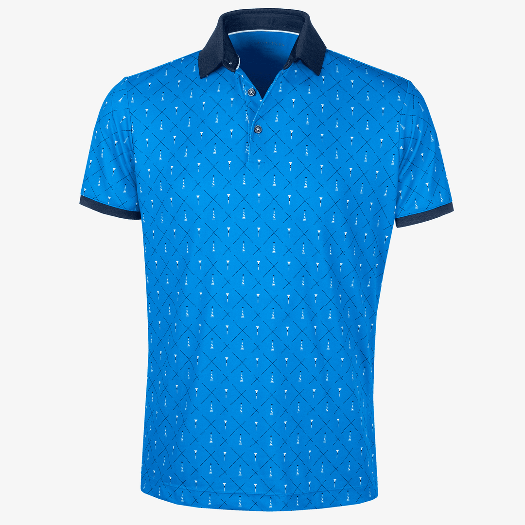 $109 Galvin Green Men’s Manolo Short Sleeve Golf Shirt - Blue/White/Navy- Large