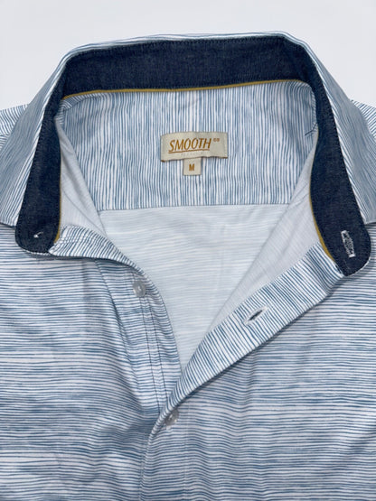 $98 Smooth Co Men's Westside Stripe Button Down Shirt - Morning Sky-Medium-New