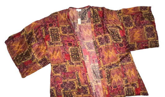 $45 World Market Women's Kimono - Cupro/Viscose-Maroon- One Size - New With Tag