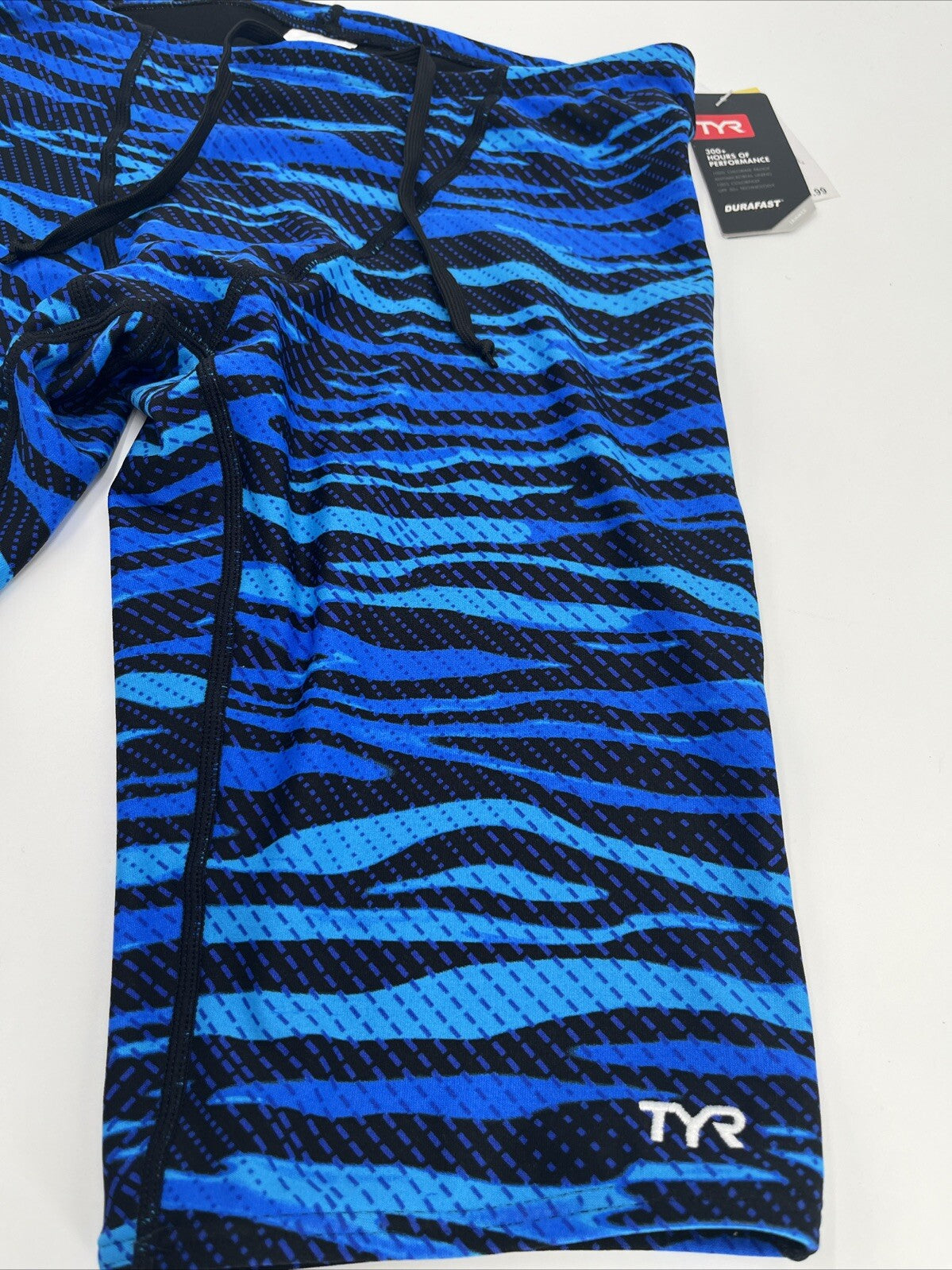 $60 TRY Men's Crypsis All-Over Jammer Swimsuit - Blue / Black- Size: 32- New Tag