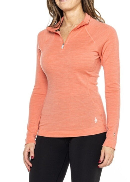 $115 Smartwool Women’s 1/4 Zip Thermal Pullover Merino Wool-Sunset Coral -XSmall