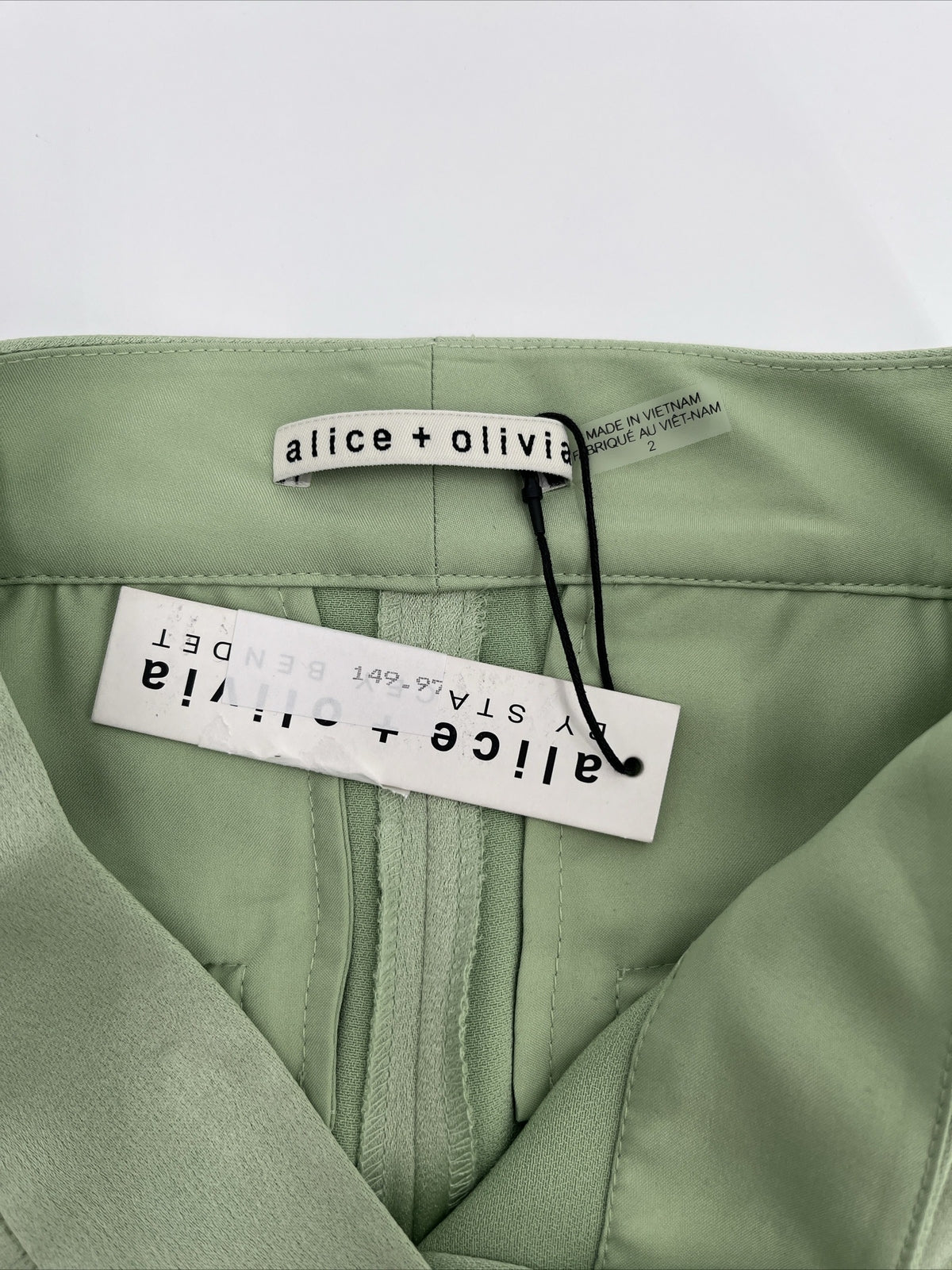 Alice + Olivia Women’s Deanna High-Waist Bootcut Pant-Green Tea-Sz: 2- New $395