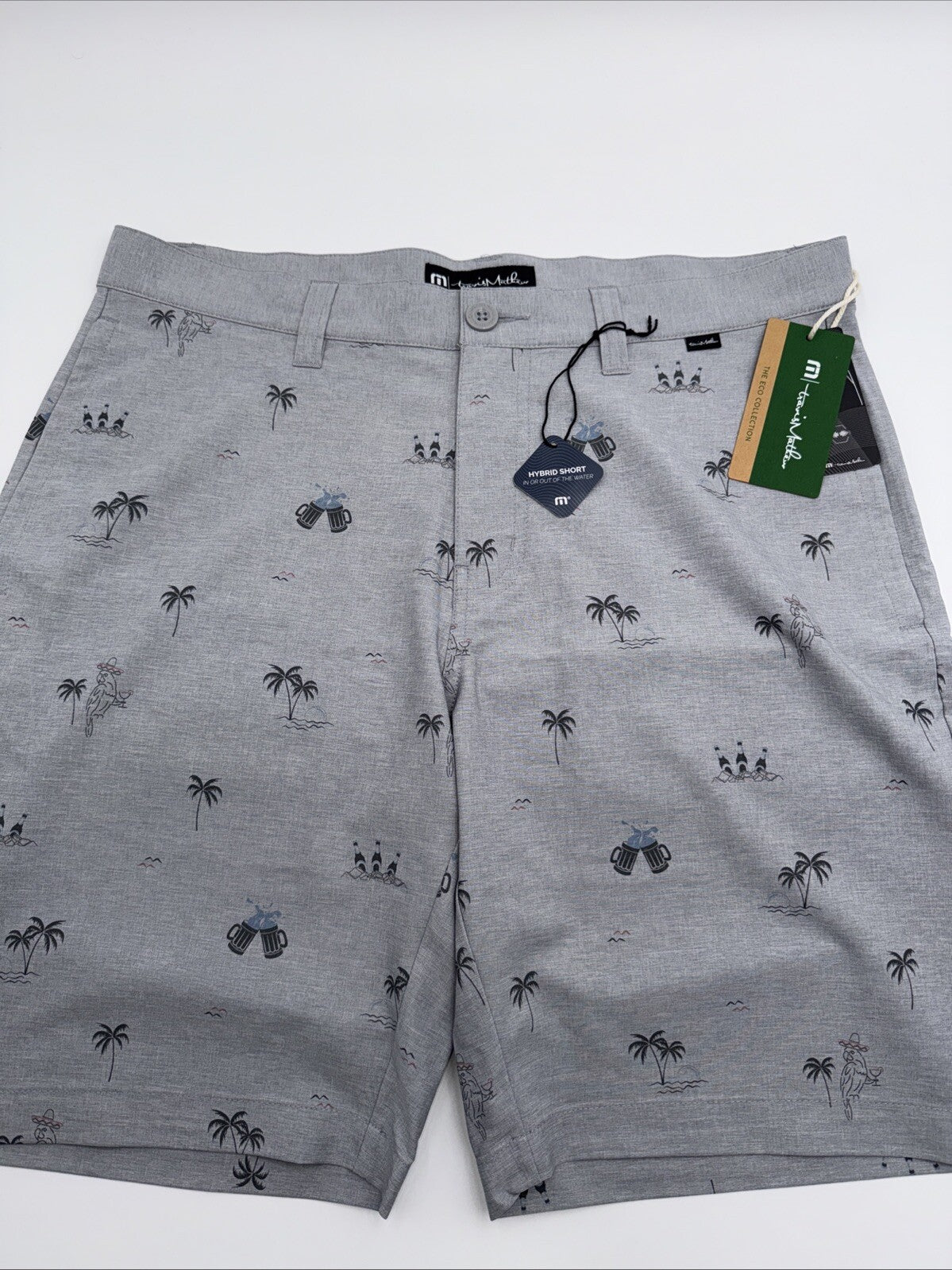 $89 Travis Mathew Men’s Straight Shot 9” Shorts - Heather Sleet- 35W - NWT