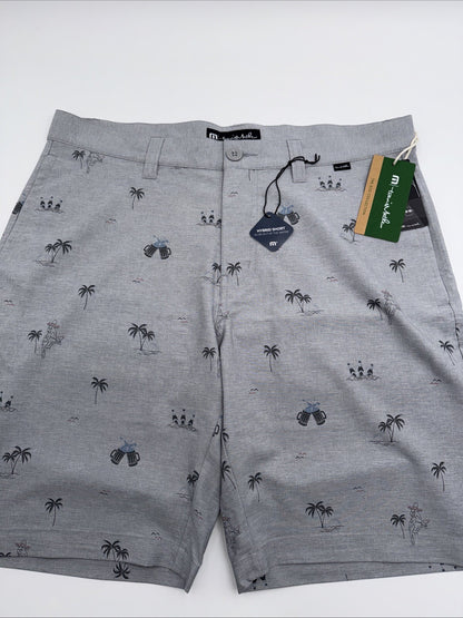 $89 Travis Mathew Men’s Straight Shot 9” Shorts - Heather Sleet- 35W - NWT