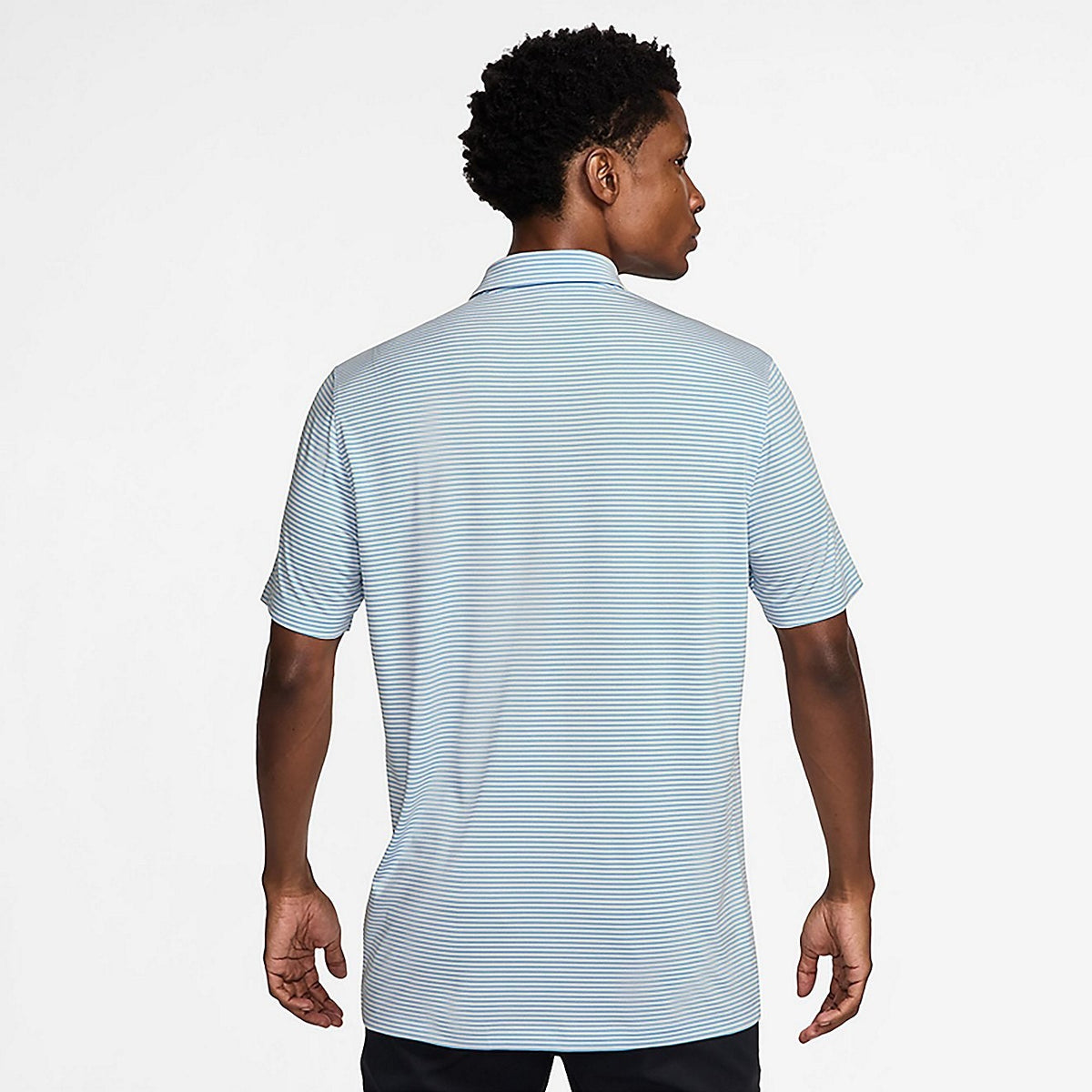 $55 Nike Men's Dri-Fit Core Stripe Golf Polo Shirt - Pale Ivory/Blue - Medium