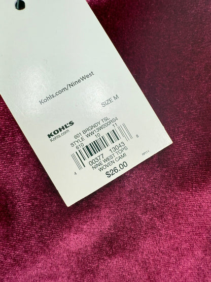 Nine West Women’s-Woven Cami Top -Burgundy-Medium-New Tag