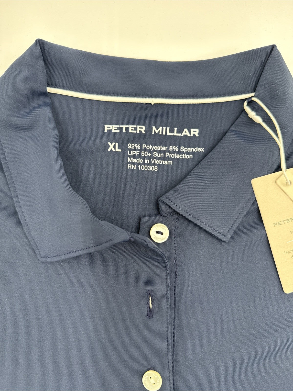 $95 Peter Millar Women's Sun Protection UPF 50+ Golf Polo Shirt-Navy-XLarge -New