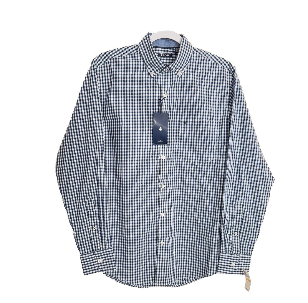 IZOD Men’s Classic Plaid Button-Down Shirt - Blue Estate - Small