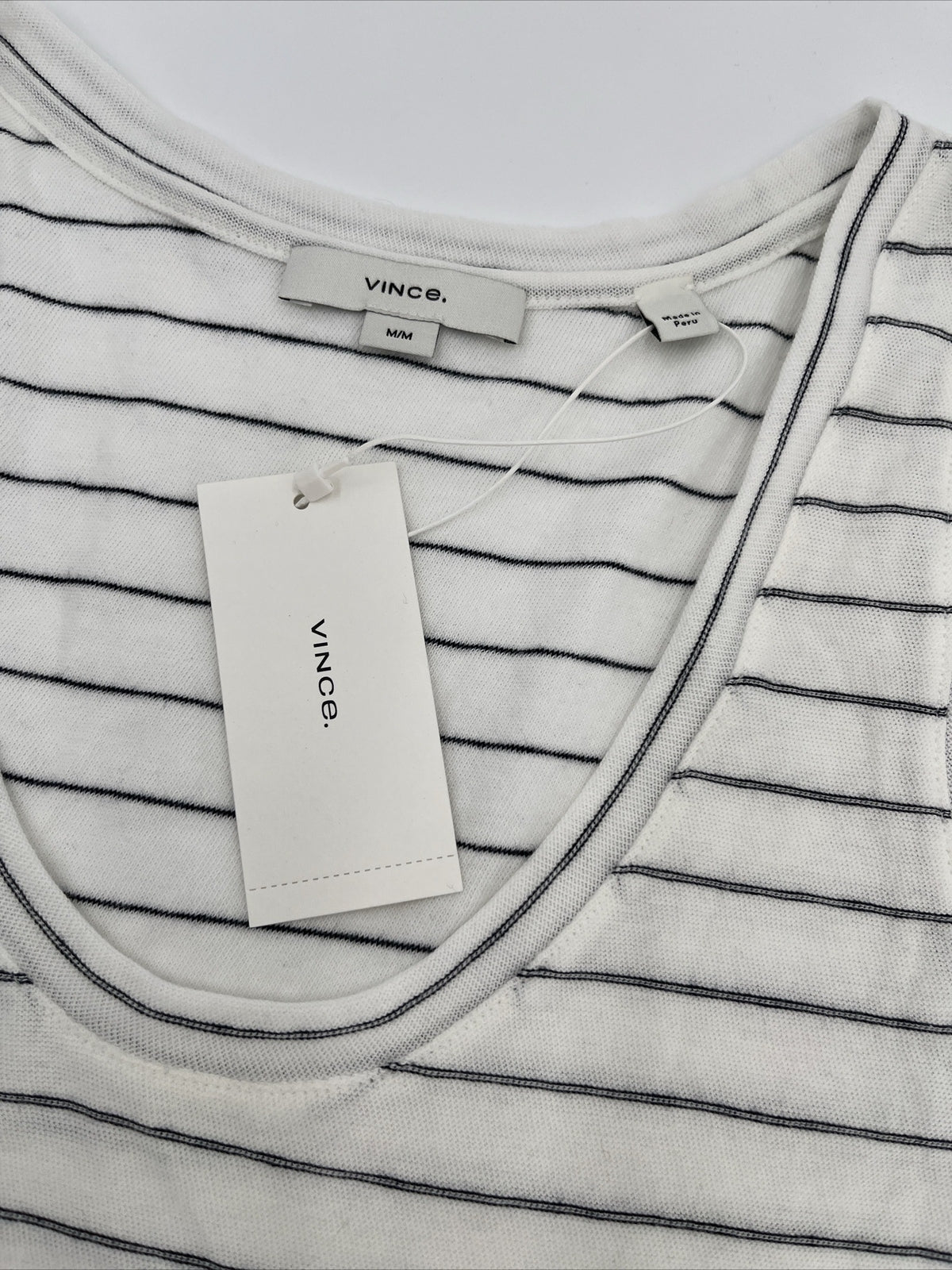 $80 *New* Vince Easy Scoop Neck Striped Tank Top- Off White- Medium-New Tag