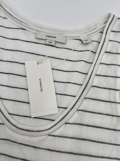 $80 *New* Vince Easy Scoop Neck Striped Tank Top- Off White- Medium-New Tag