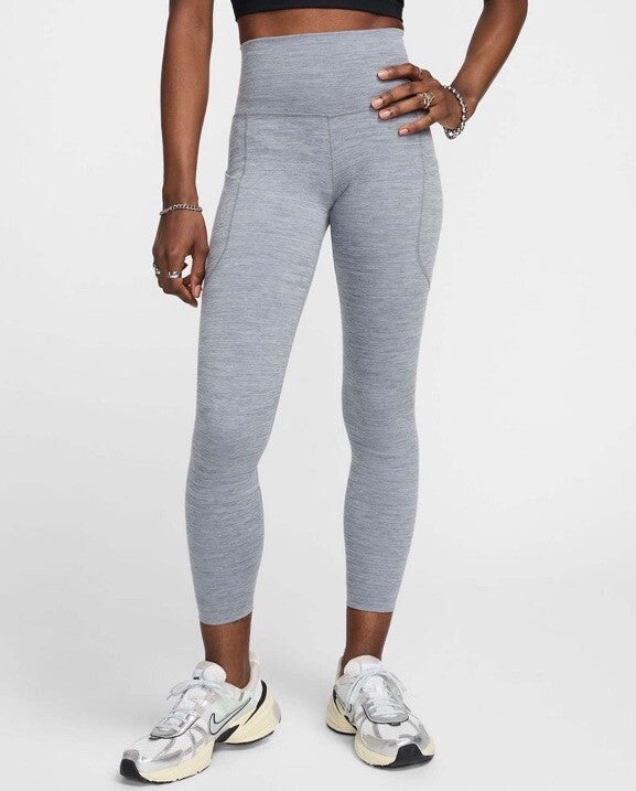 Nike One Women's Pocketed High Waisted 7/8 Ankle Leggings- Smoke Gray- XXLarge