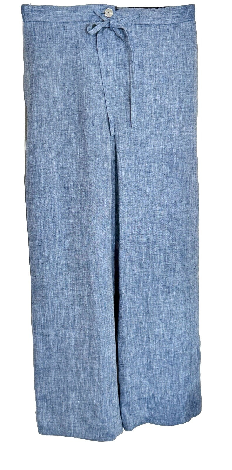 $275 Theory Women’s Wide Leg Cropped Chambray Drape Hemp Pants-Blue-Size: 8  New