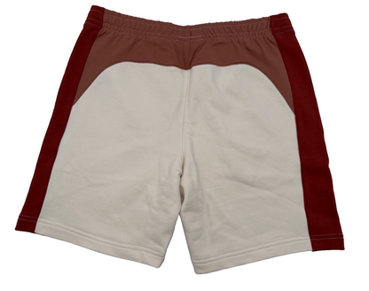 $85 Lacoste Men's Cotton Fleece Colorblock Shorts - White/Brown - Large - New