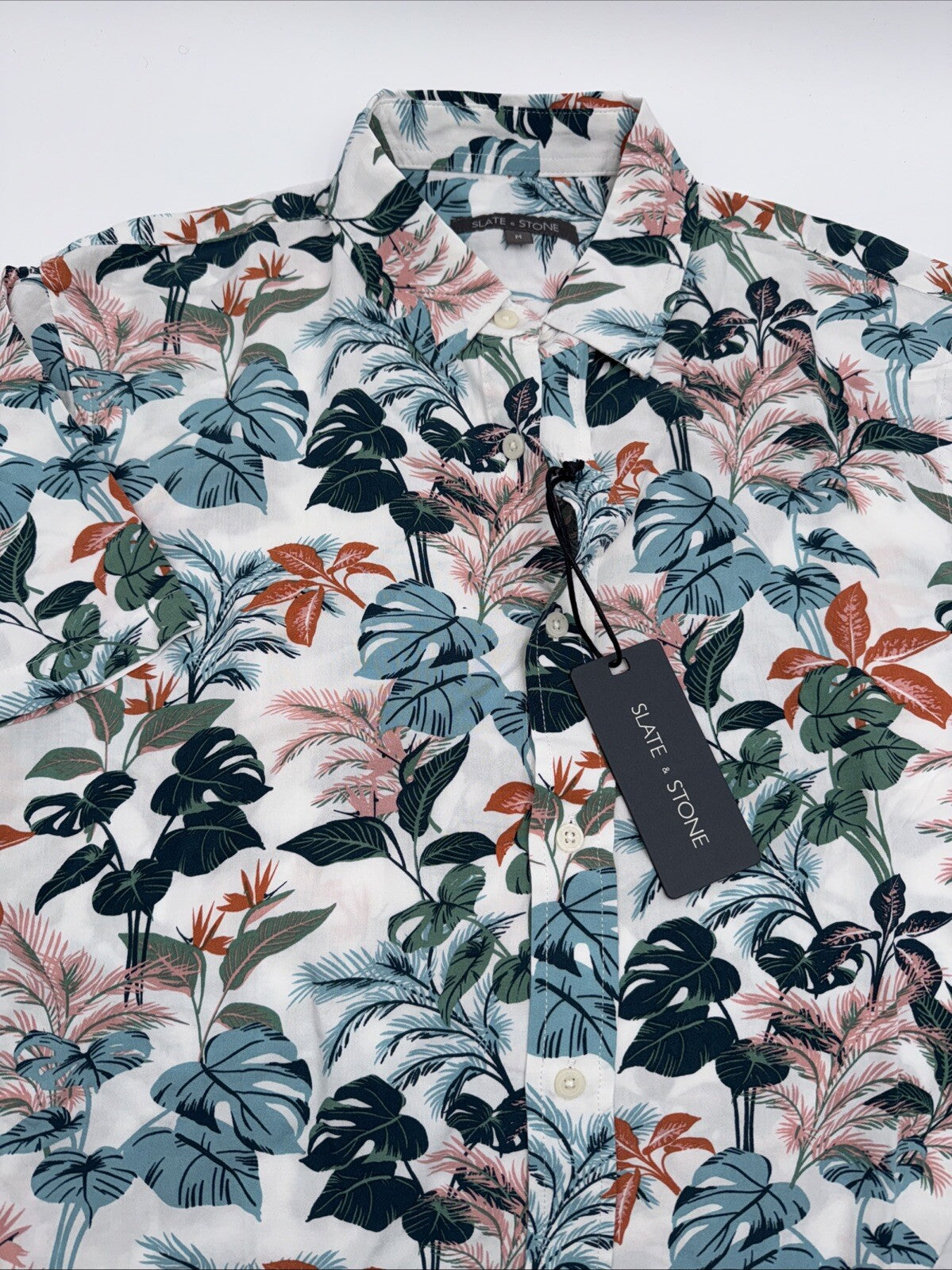 $128 Slate & Stone Tropical Floral Viscose Shirt Short Sleeve-Multicolor-Medium