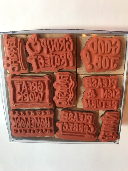 Hero Arts ~ 9 Woodblock Rubber Stamps - Various Messages SEALED in BOX NEW!