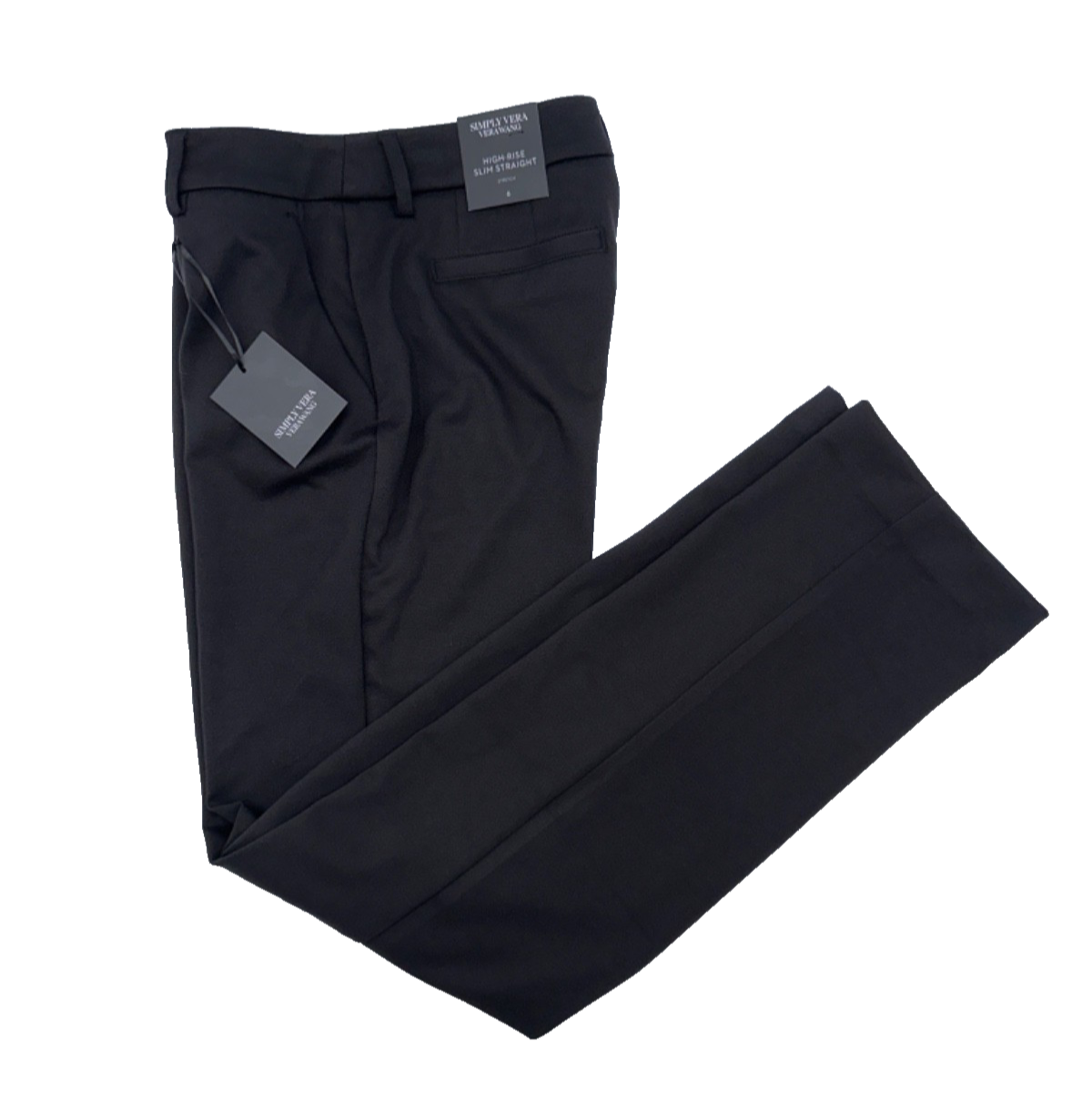 $50 Simply Vera Women’s High Rise Slim Straight Pants-Vera Black- Size 6 - New
