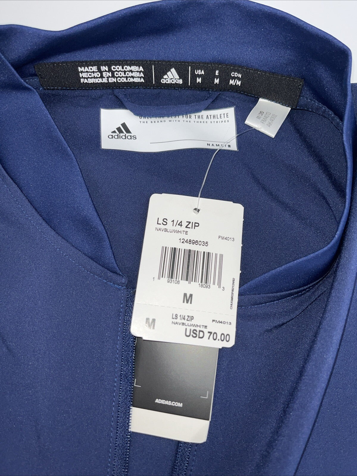 $70 Adidas Men's Lightweight Long Sleeve 1/4 Zip Pullover - Navy Blue-Medium-New