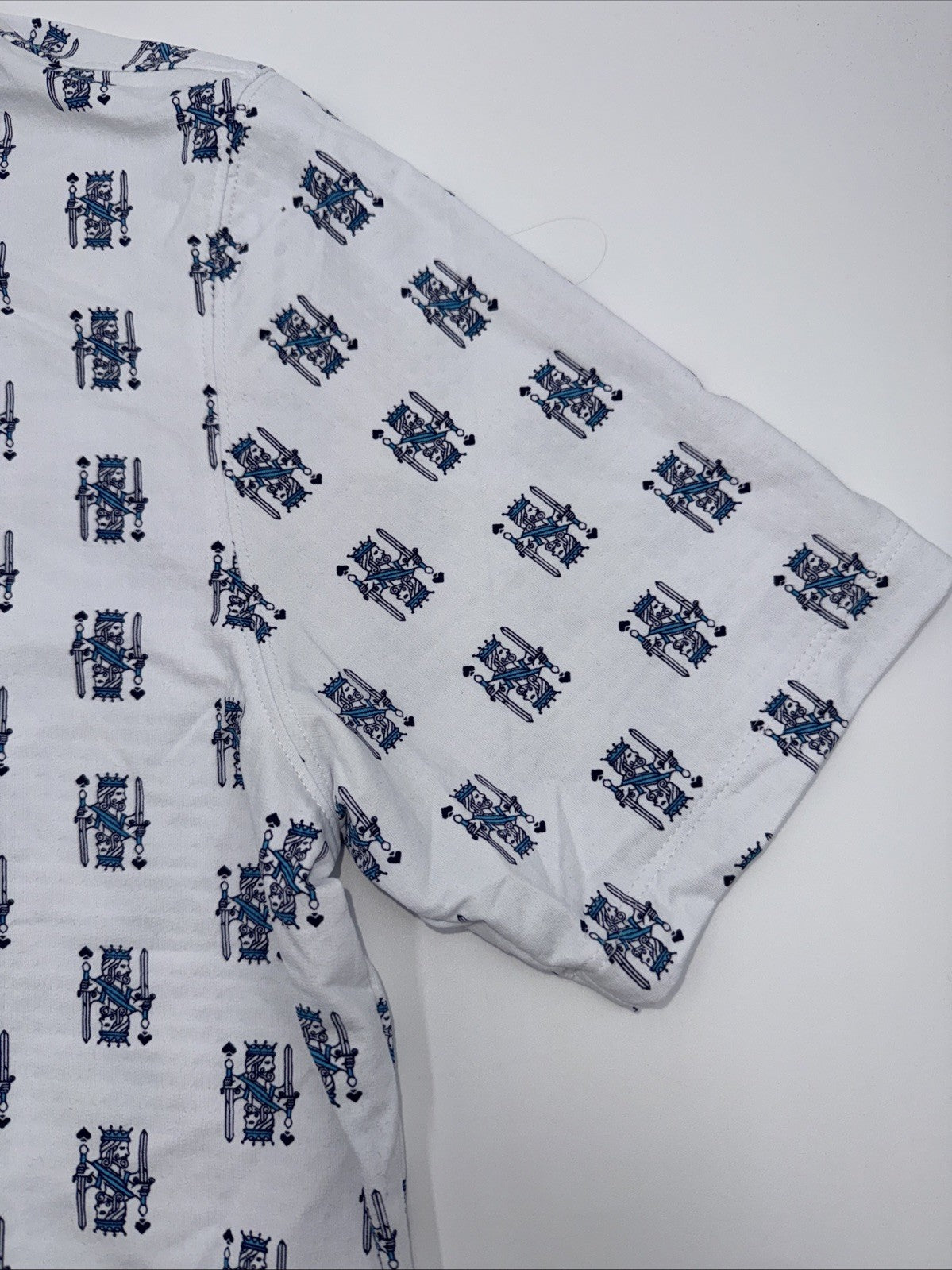 $100 IBKUL Men’s Short Sleeve Polo King Of Shapes Shirt-White/Blue- Small -New