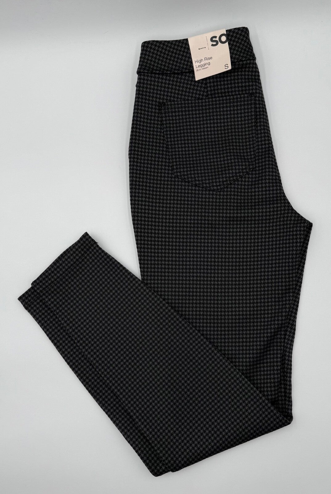 $45 SO Women’s- High Rise Leggings -Black Checkered -Small-New Tag