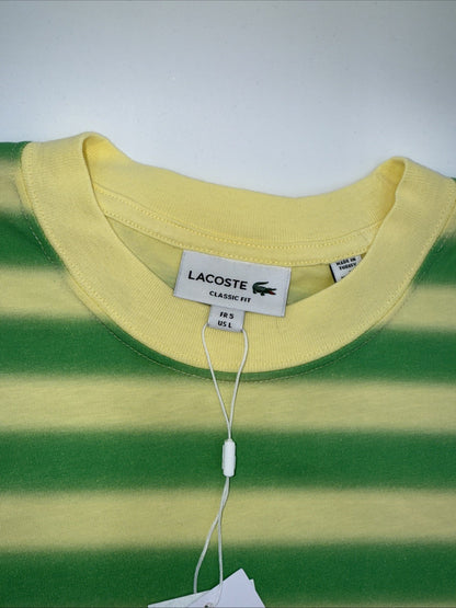 $75 Lacoste Men's Classic Fit Stripped Shirt - Green/Yellow - Large- New Tags