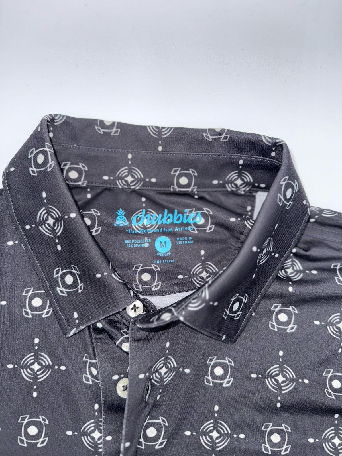 $60 Chubbies Men’s Polo Shirt The Bandanarama Performance- Black -Medium-New