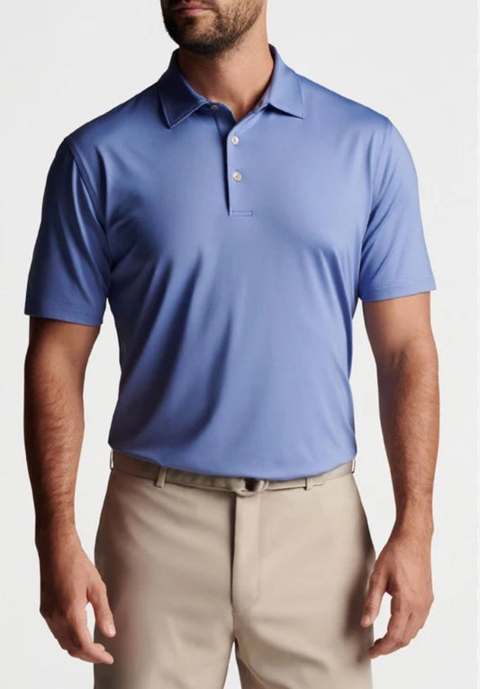 $100 Peter Millar Men’s Golf Jersey Polo Shirt -Port Blue (Purple)-Medium-New