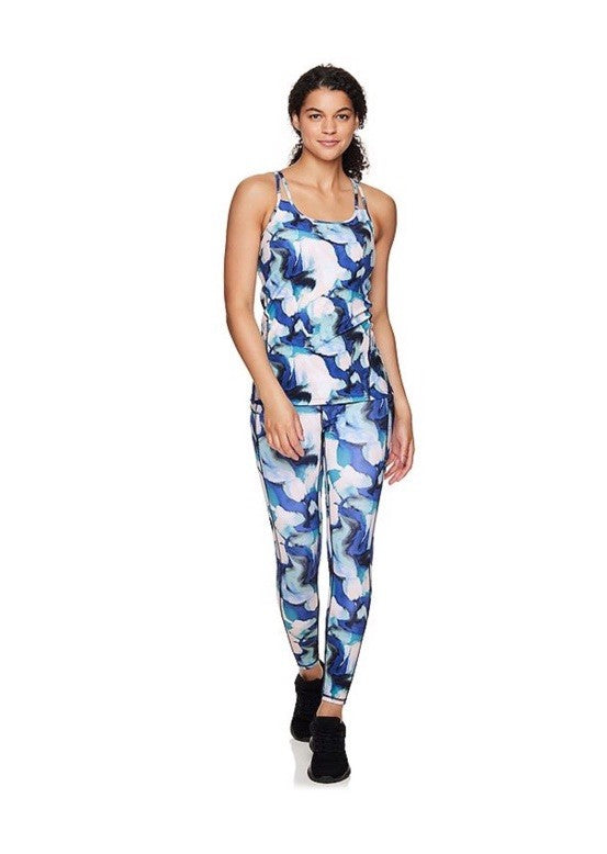 Gaiam Women’s7/8 Nanette Leggings High Rise- Blue Multi- Large - New Tag $55