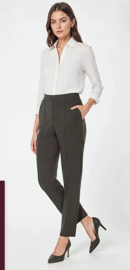 Three Dots Women’s Anne Tapered Pants- Ebony-Medium