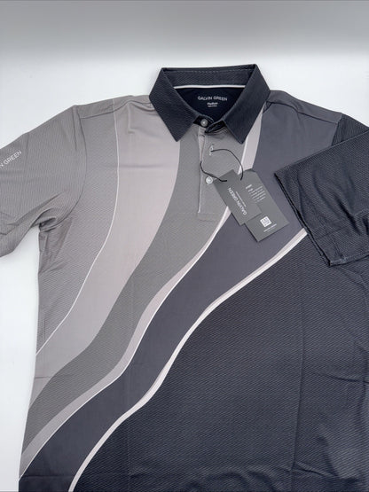$100 Galvin Green Men’s Mico Golf Shirt Polo- Sharkskin Grey Black - Medium -New
