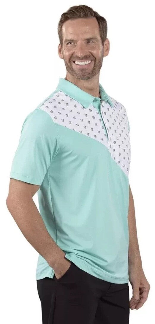 Covel Men’s Rick Oasis Crest Polo Golf Shirt - Mint Green- Large- NWT