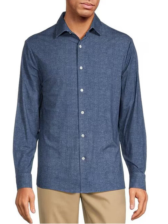 $99 Hart Schaffner Marx Men's State Street Albini L/Sleeve Shirt-Blue-Small-New